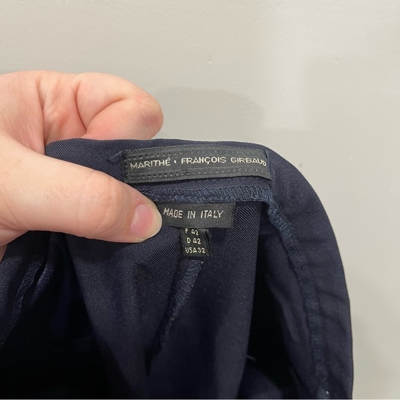 Marithe Francois Girbaud Logo Waistband Navy Straight Leg Trouser Pants Size 32 - Picture 7 of 8